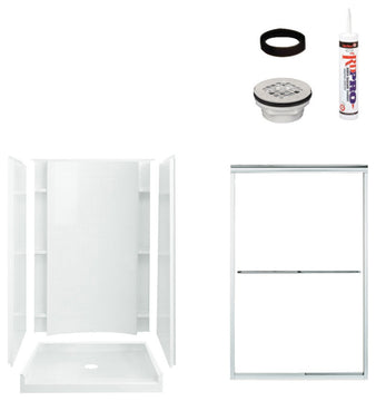 Sterling Alcove 48"x36"x77" Vikrell Center Shower Kit, White