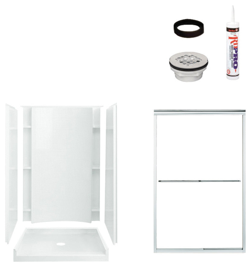 Sterling Alcove 48"x36"x77" Vikrell Center Shower Kit, White