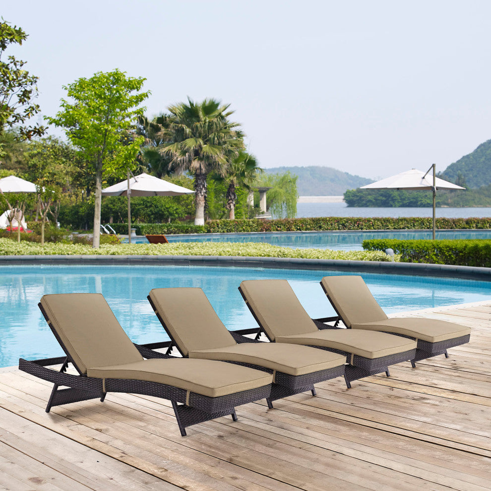 Espresso Mocha Convene Chaise Outdoor Patio Set of 4