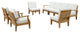 White Marina 8 Piece Outdoor Patio Teak Set