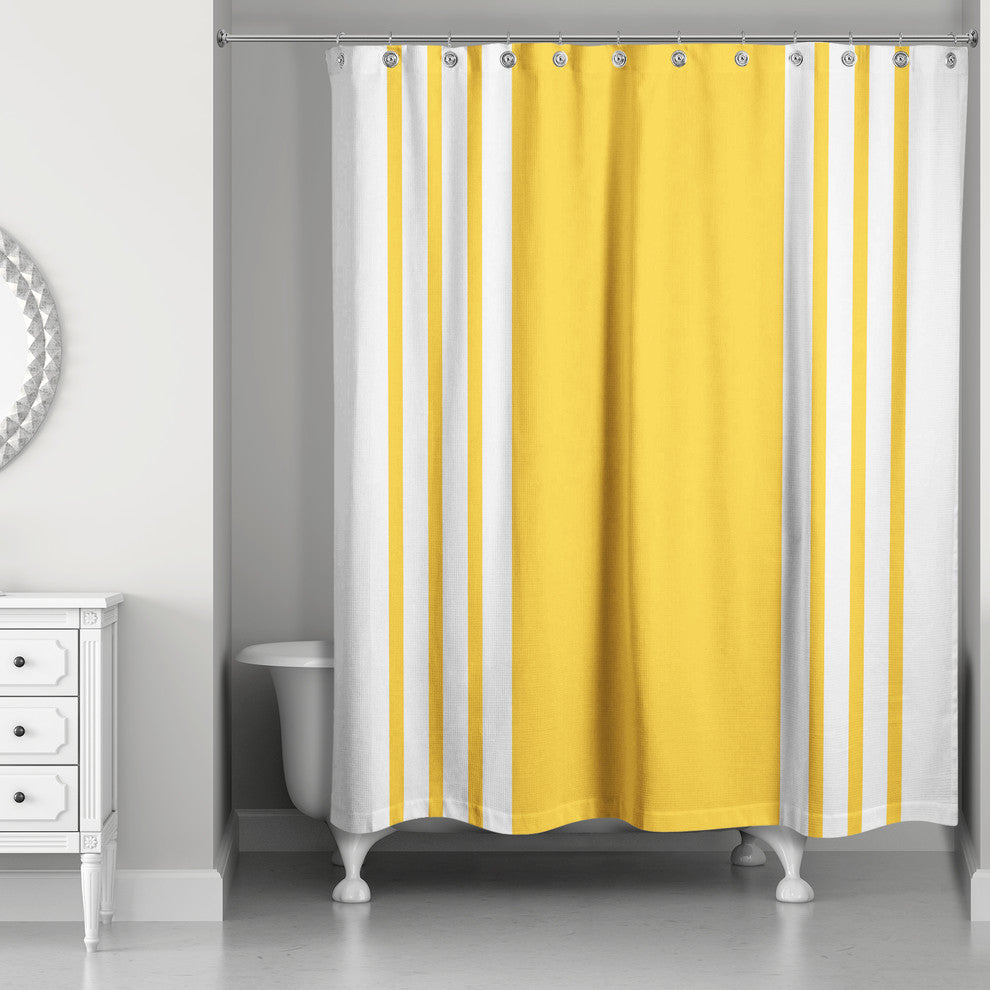 Farmhouse Stripe Shower Curtain, Yellow