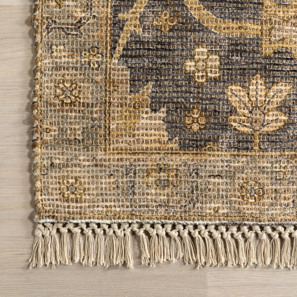 Marigold Vintage Tasseled Area Rug, Dark Brown 10'x14'