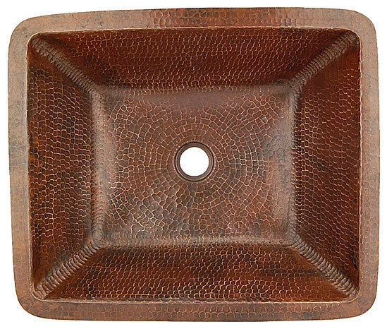 Premier Copper LREC19DB Rectangle Under Counter Hammered Copper Bathroom Sink