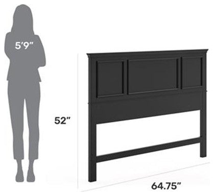 Hawthorne Collections Traditional Wood Full Queen Panel Headboard in Black