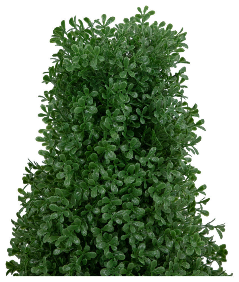 30" Artificial Boxwood Cone Topiary Tree With Round Pot Unlit