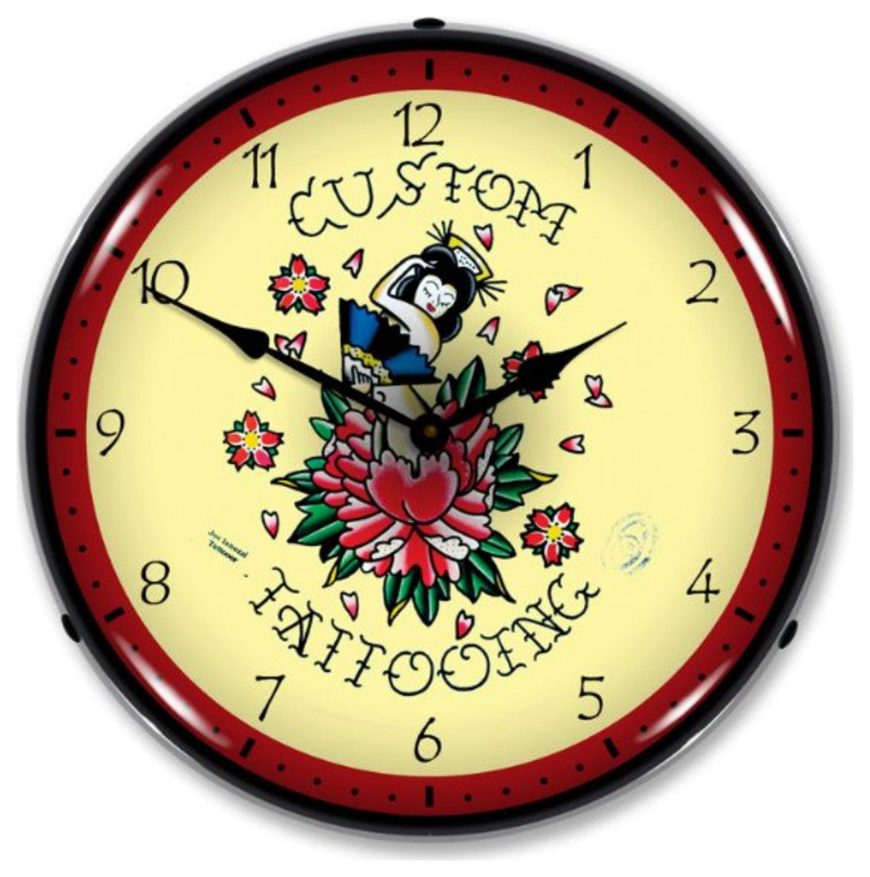 711166 Tattoo Rose Clock