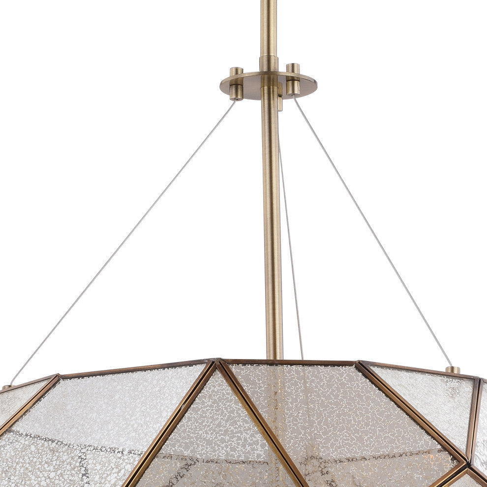 Euclid Three Light Pendant, Aged Brass