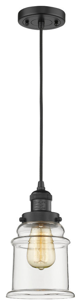 Canton 1-Light LED Mini Pendant, Matte Black, Glass: Clear