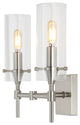Cato 13.5" 2-Light Modern Farmhouse Iron/Glass Vanity, Oil Rubbed Bronze/Clear