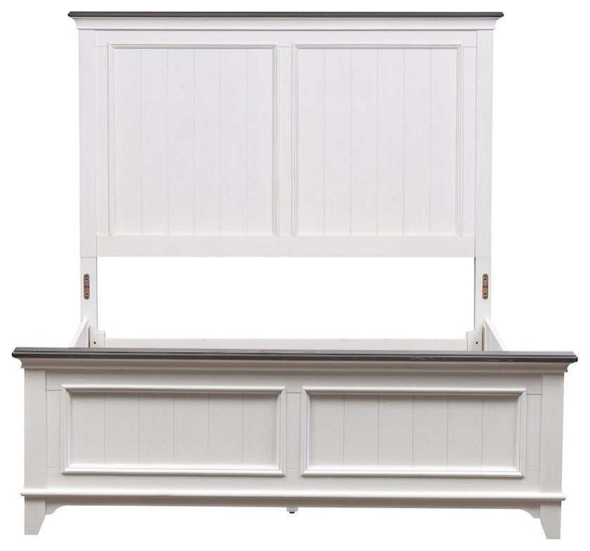 Full Panel Bed in Poplar & Rubberwood Solids w/ Cathedral White Oak Tops