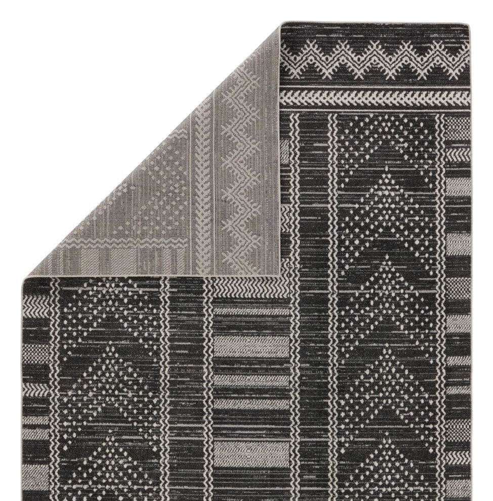 Machine Washable Vibe by Jaipur Living Mateo Tribal Black/ Light Gray Area Rug