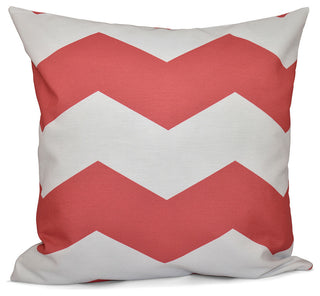Geometric Decorative Outdoor Pillow, Coral, 18"x18"