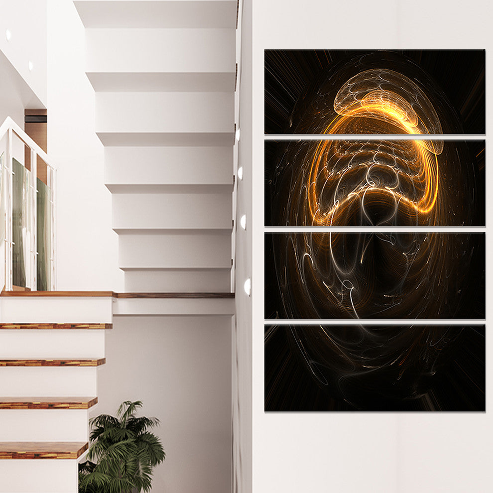 Beautiful Fractal Sphere Pattern, Flower Artwork on Canvas, 28"x48", 4 Panels
