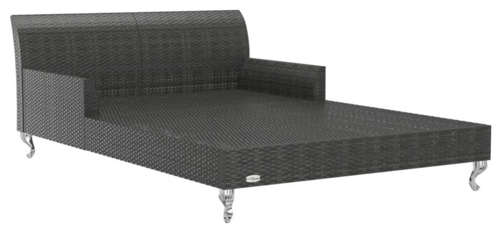 Vidaxl 2-Person Garden Sun Bed With Cushions Poly Rattan Black