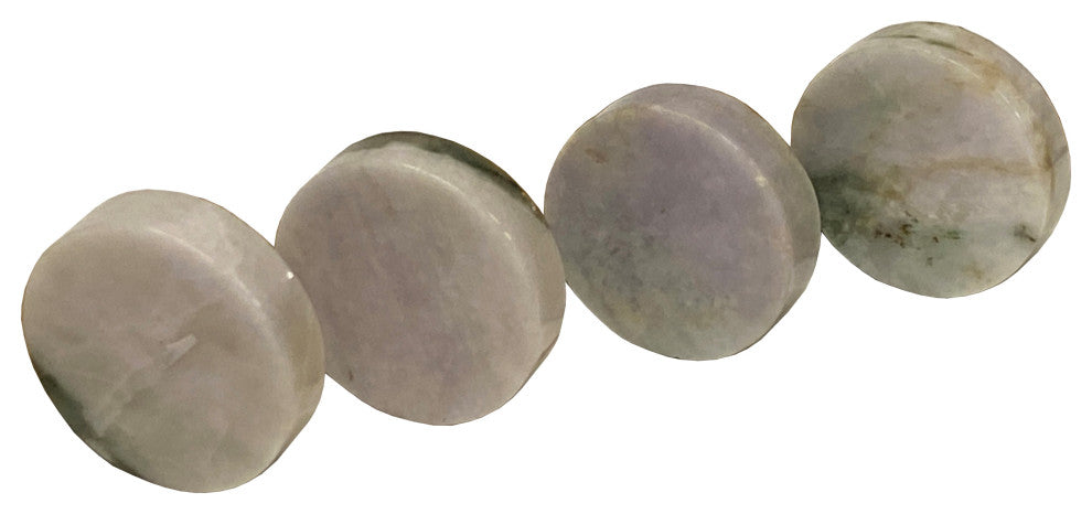 Set of 4 Stone Carved Round Shape Display Art Paperweight, Hws2222
