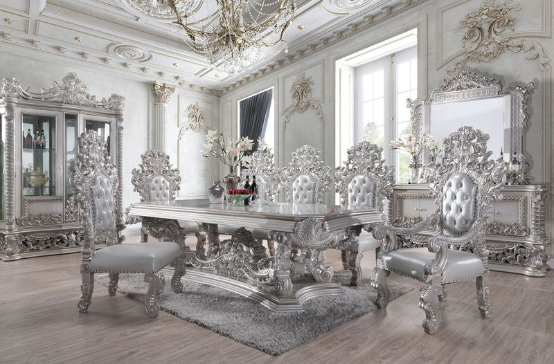 Valkyrie Dining Table, Antique Platinum Finish