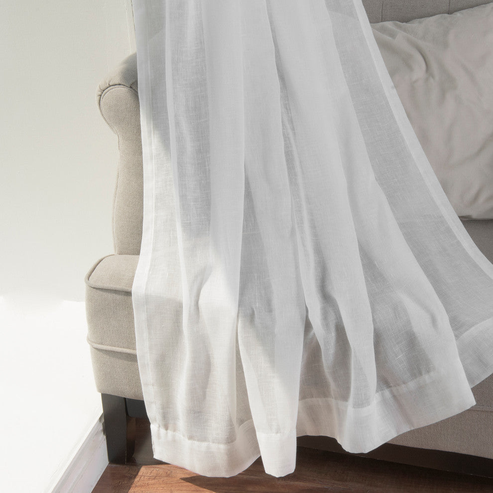 Linen Look Tie Top Curtains, White
