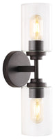 Giles 16" 2-Light Farmhouse Iron Cylinder LED Vanity, Oil Rubbed Bronze/Clear