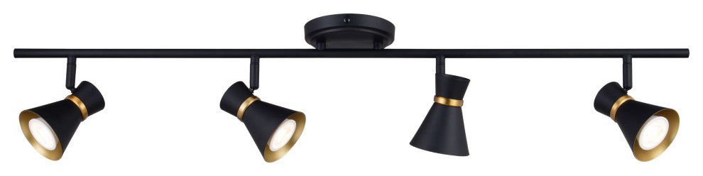 Alto LED Adjustable Ceiling Spot Track Light, Matte Black and Satin Brass, 4-Light