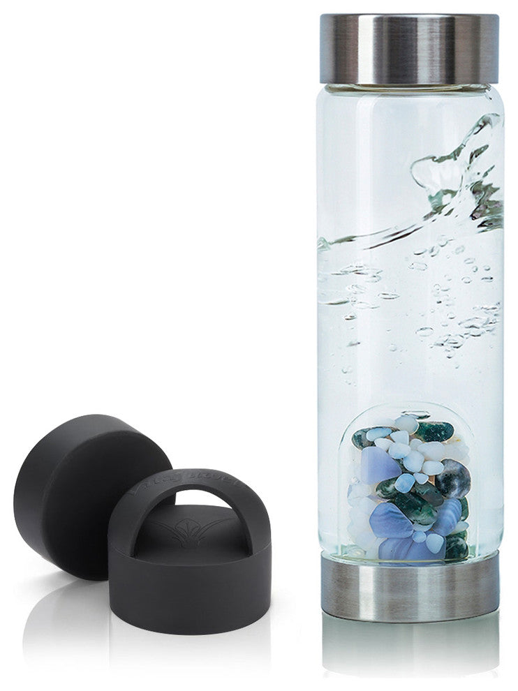 Water Bottle, VitaJuwel ViA Gemwater Bottle, Black Loop Caps, Momentum