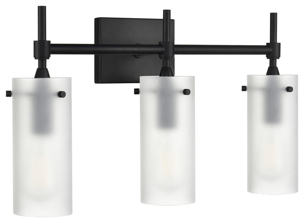 Effimero 3-Light Wall Sconce, Black With Frosted Glass