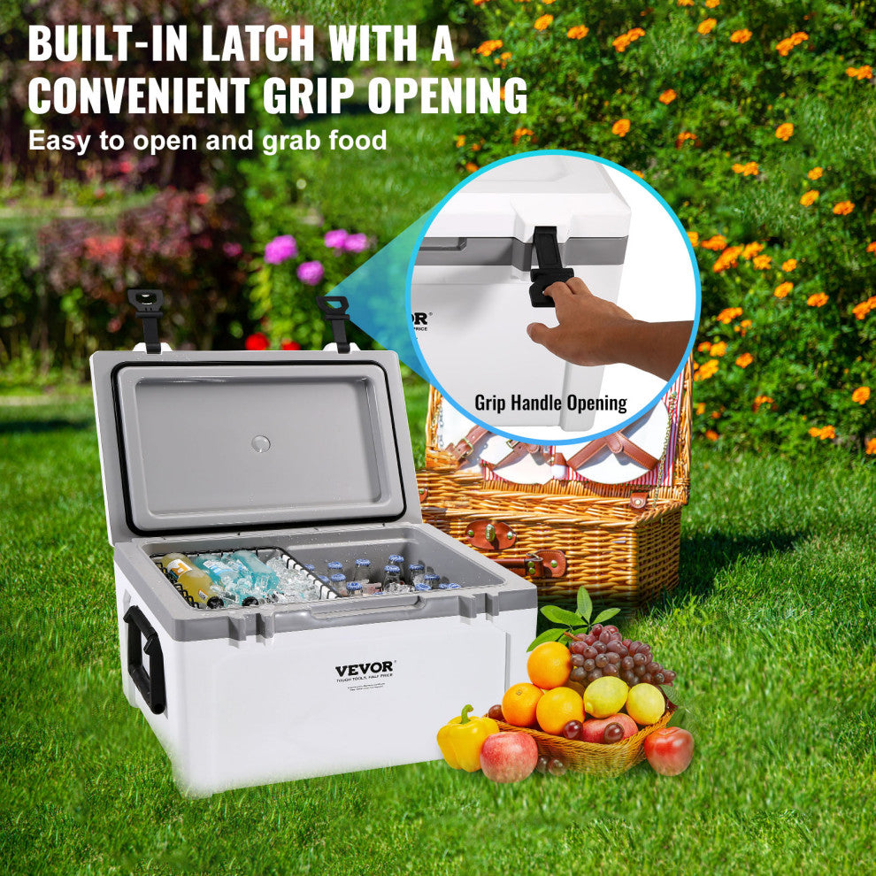 VEVOR Hard Cooler Insulated Portable Cooler Ice Chest, 52 Quart 50-Can Capacity