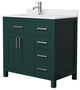Beckett 36" Green Single Vanity, White Cultured Marble Top, Nickel Trim