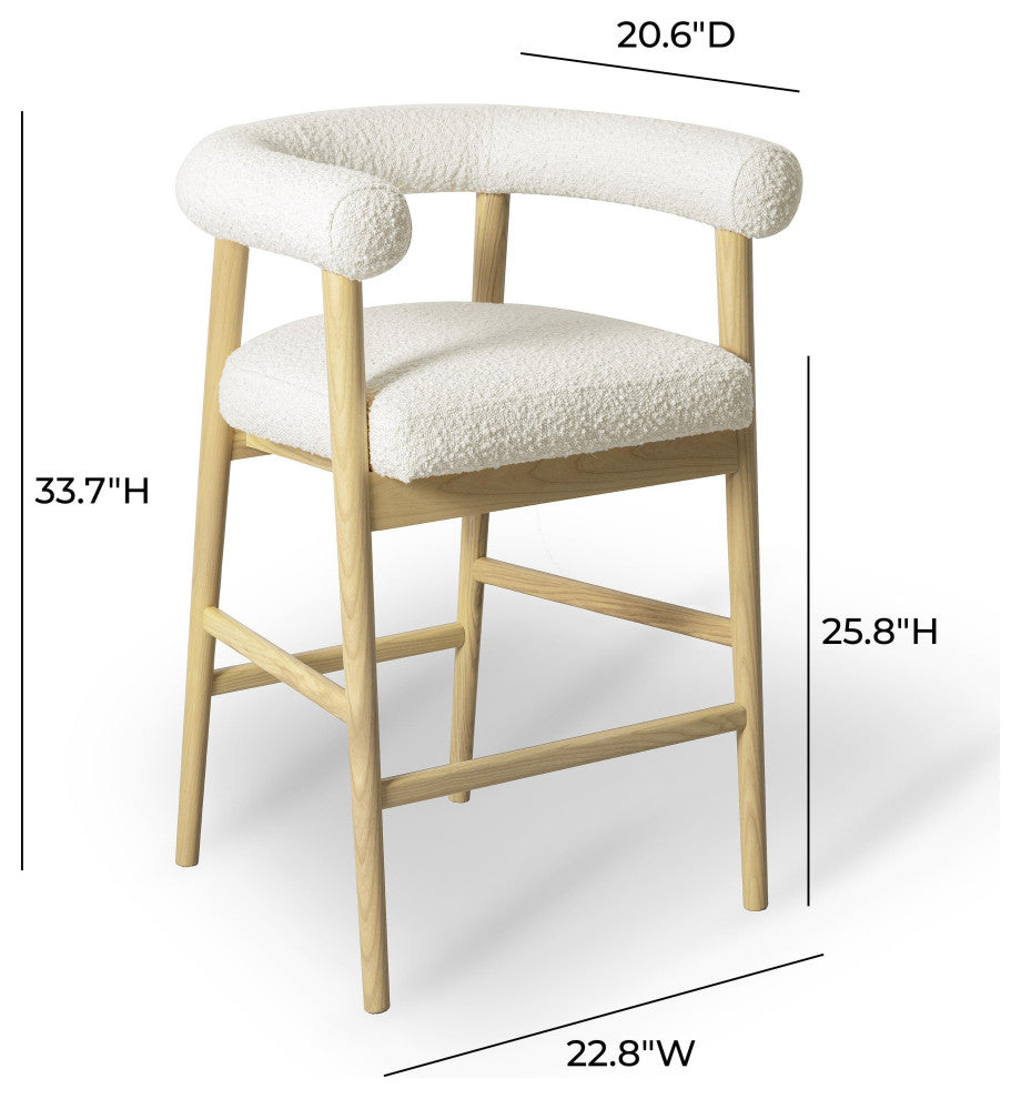 Spara Boucle Counter Stool, Cream
