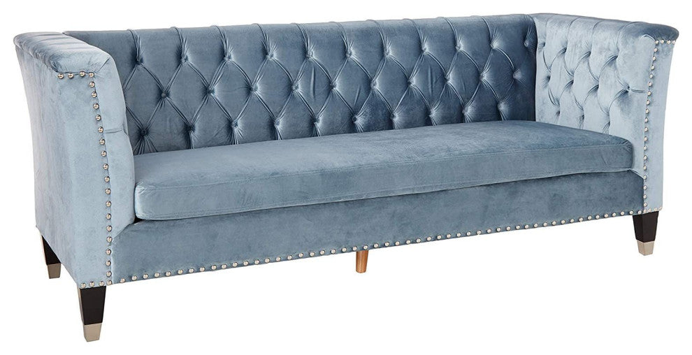 Honor Sofa, Blue-Gray Velvet