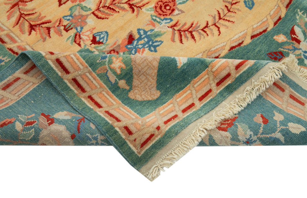 Rug N Carpet - Handmade Oriental 6' 11" x 6' 7" One-of-a-Kind Oushak Area Rug
