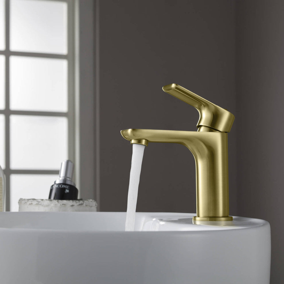Tender Single Handle Bathroom Sink Faucet, Brushed Gold
