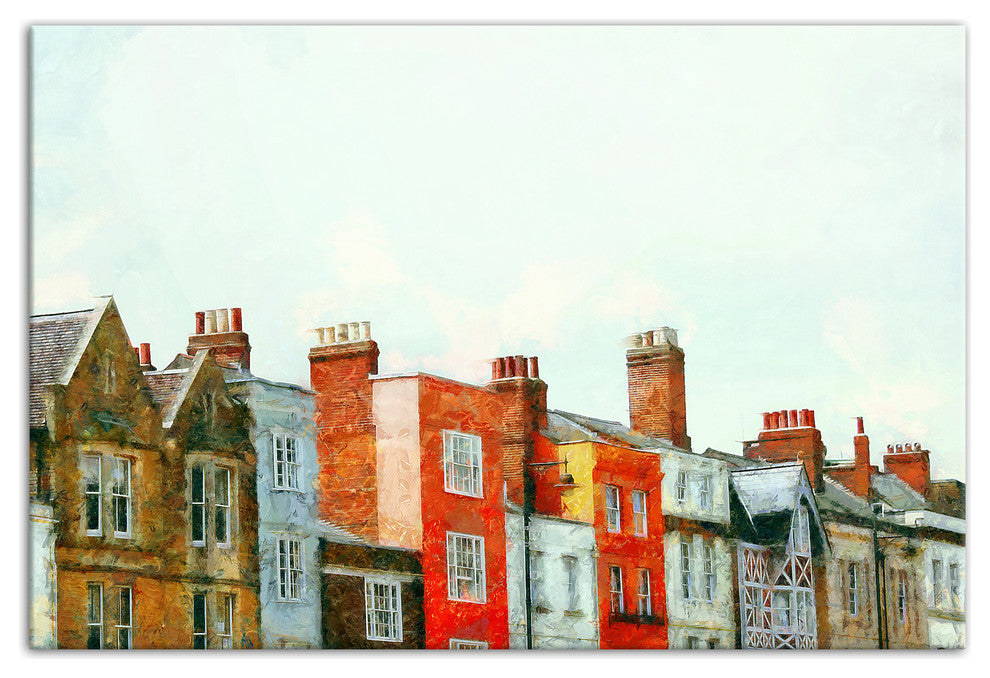 Colorful European Row Houses 20x30 Canvas Wall Art
