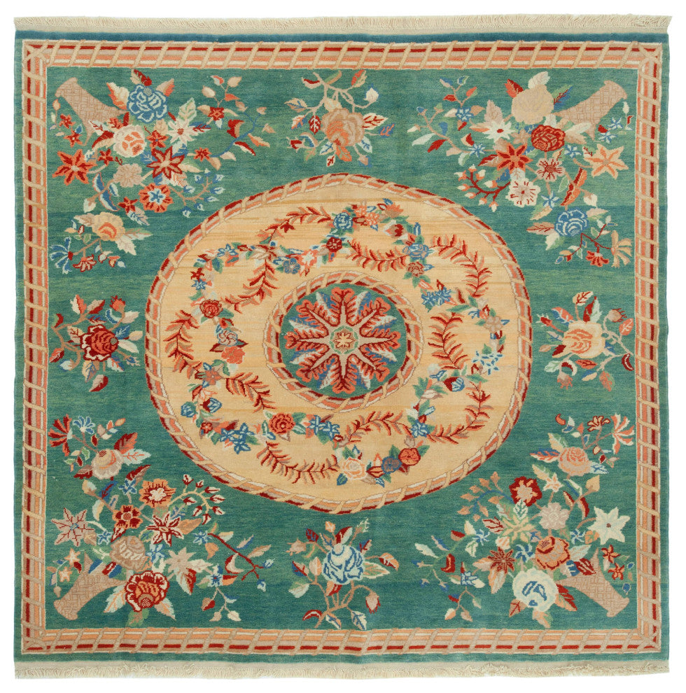 Rug N Carpet - Handmade Oriental 6' 11" x 6' 7" One-of-a-Kind Oushak Area Rug