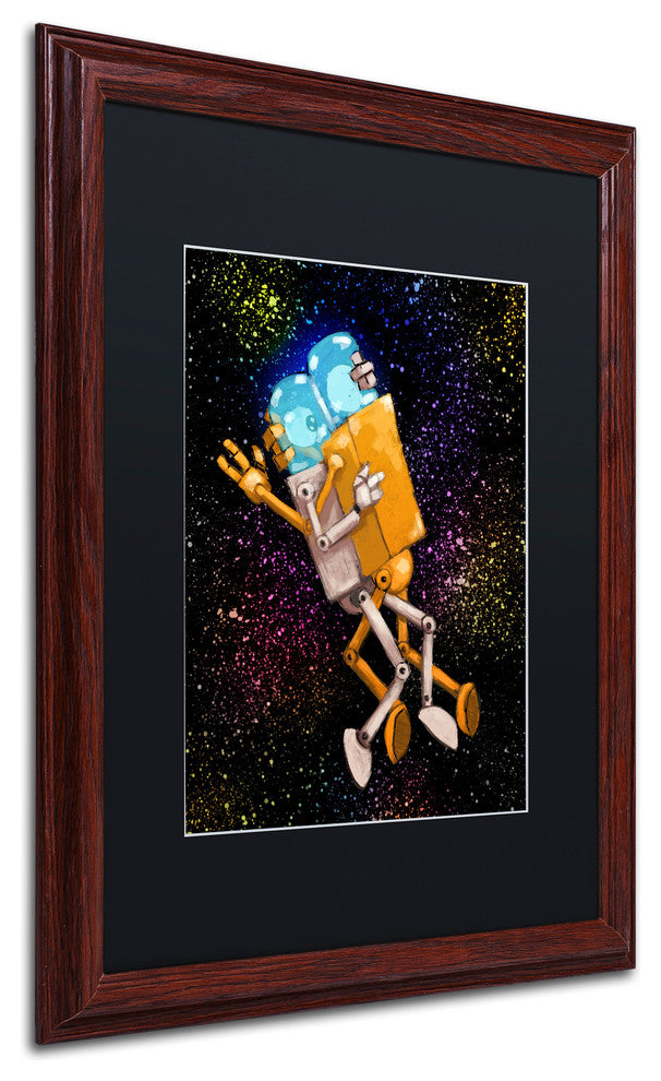 'Robo Love' Matted Framed Art, Wood Frame, Black Matte, 20x16