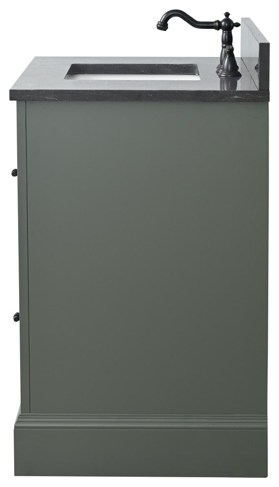 Vanity Art Bathroom Vanity With Sink & Top, Vintage Green, 36", Black Stone