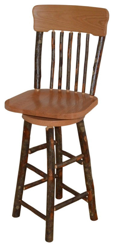 Hickory Panel Back Swivel Bar Chair, Natural