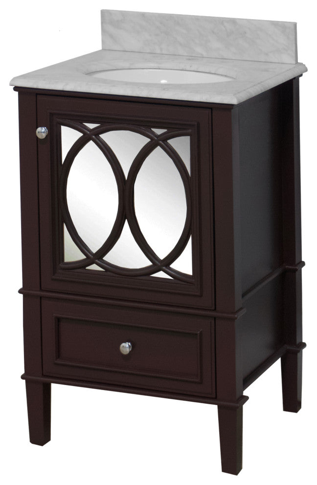 Olivia 24" Bathroom Vanity, Chocolate, Carrara Marble