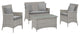 Bridge 4 Piece Outdoor Patio Patio Conversation Set with Pillow Set