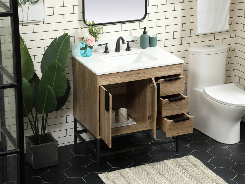 Home Living 22" Modern Natural Oak-Light Bathroom Vanity