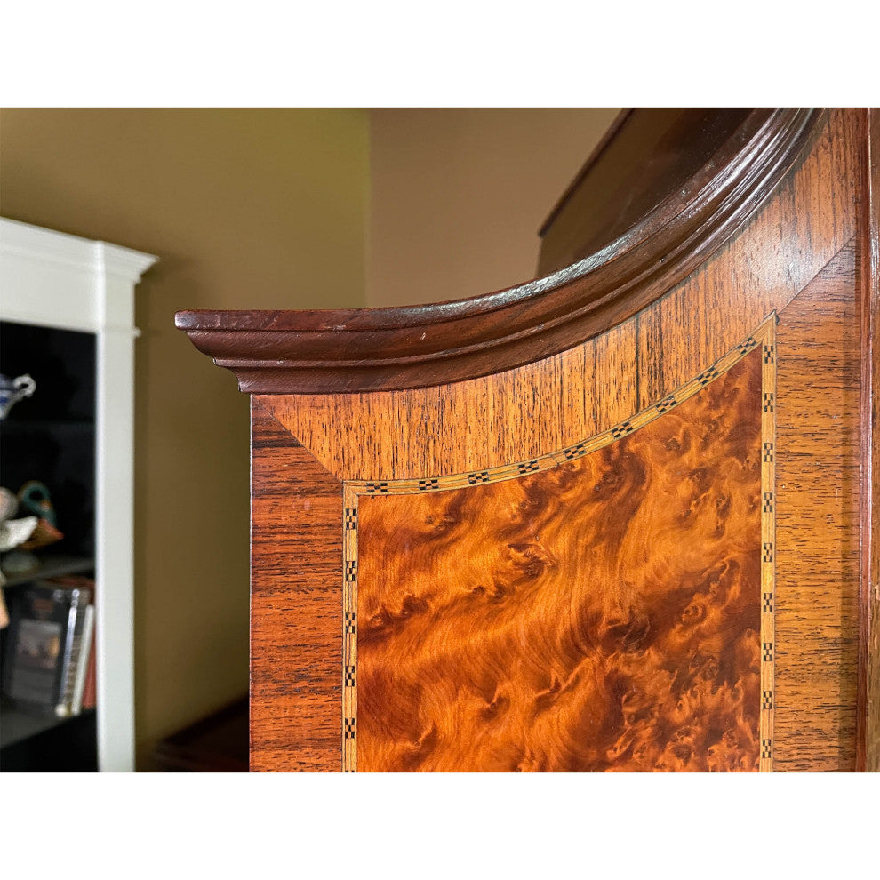 Antique Walnut Inlaid China Cabinet