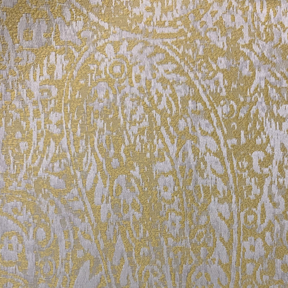 Plutus Yellow Golden Leaf Jacquard Luxury Throw Pillow, 12"x20"