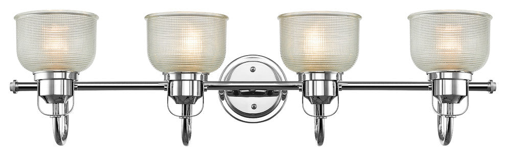 Lucie 4-Light Chrome Finish Bath Vanity Wall Fixture Clear Glass 34"