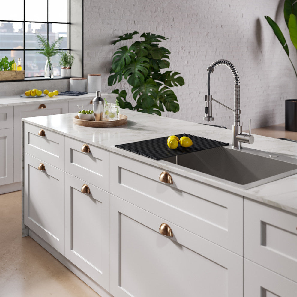 Stark 33" Drop-In Undermount Kitchen Sink, Pulldown Faucet, Stainless Steel