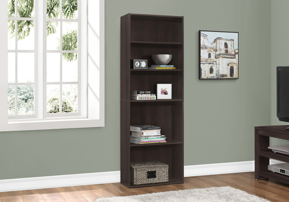 Bookshelf, Bookcase, 6 Tier, 72"H, Office, Bedroom, Laminate, Brown