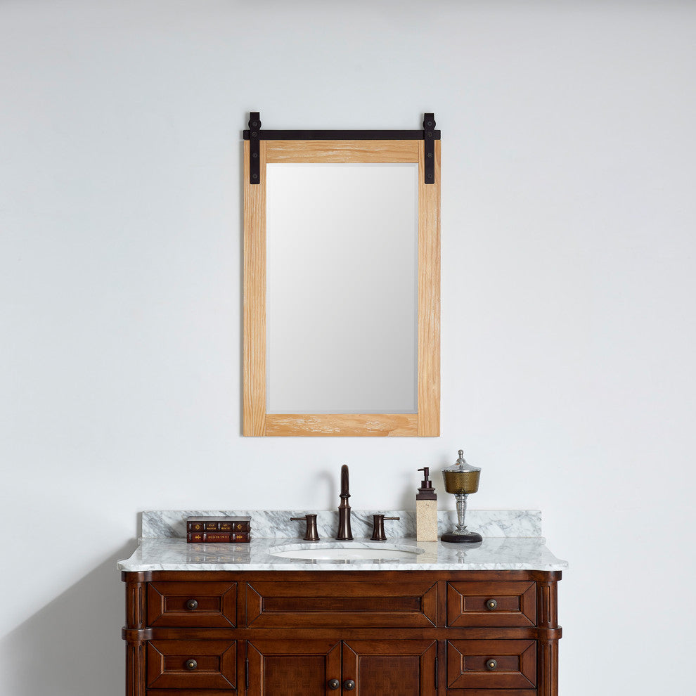 Cortes Rectangular Wall Mount Mirror, Weathered Pine, 24"