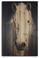 White Horse With Black Background Wood Plank Wall Art