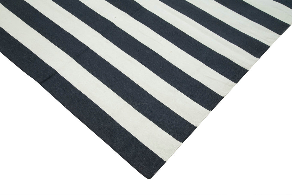 Rug N Carpet - Handmade Wool 8' 10'' x 12' 2'' Geometric Dhurrie Kilim Rug