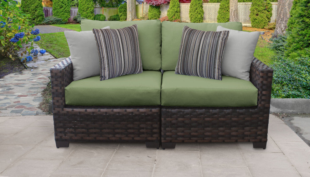 kathy ireland River Brook 2 Piece Wicker Patio Furniture Set, Forest