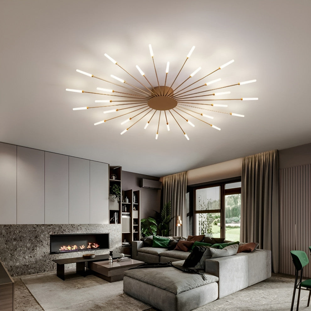 Brugg | Modern LED Dandelion Ceiling Light, Gold, 12 Heads