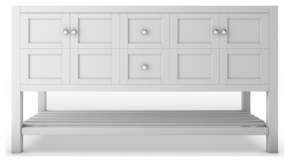 CastelloUSA Alicia 60" Freestanding Vanity, Base Only, White, Chrome Handles